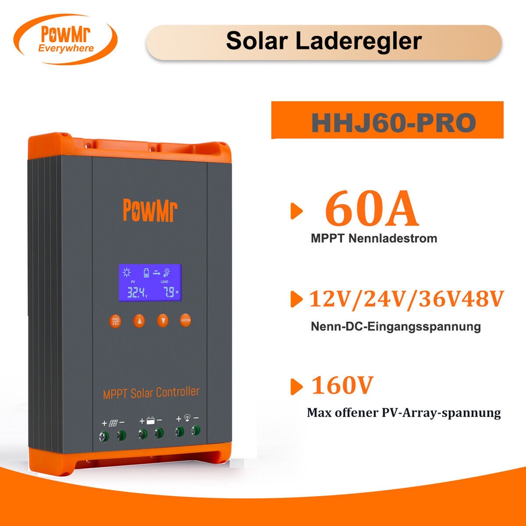 2.8kW PowMr MPPT 60A Solar Charger/Inverter 12V 24V 36V 48V LCD PV 150Vdc