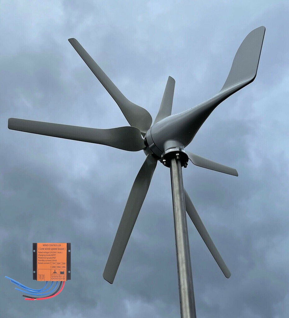 800W 24V Wind turbine with MPPT charge controller