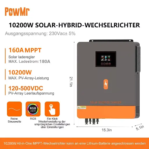 10.2kW Hybrid/Inverter Charger WiFi OFF-Grid